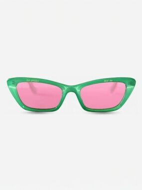 INDY Cat Eye Sunglasses Green Frame Pink Polarized Lenses NWT